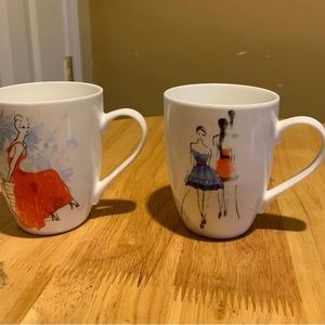 Two Kathy  Ireland Designs “ acafesociety” Coffee Cups